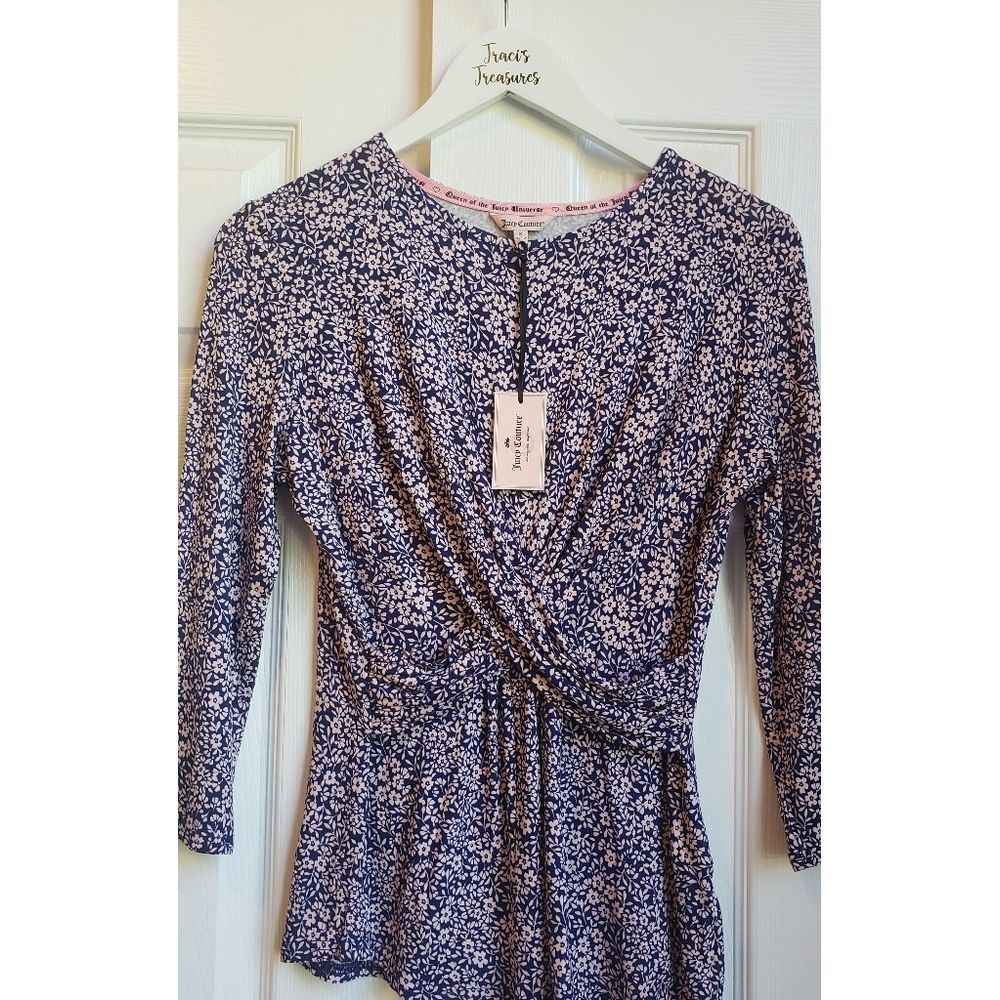 Juicy Couture Blue Floral Blouse - Small - NWT